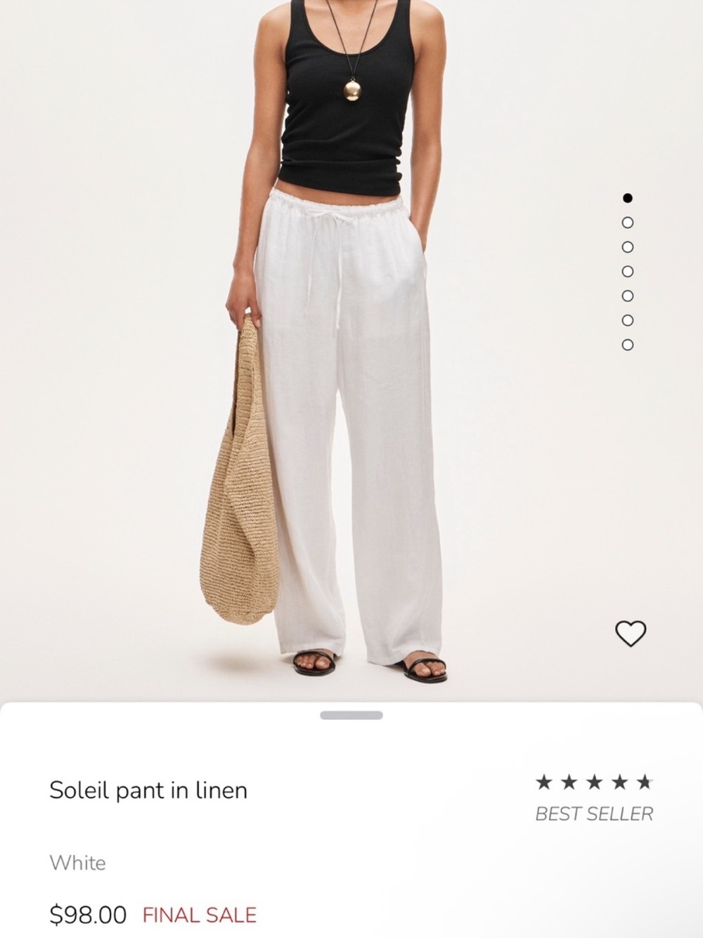 ⛱️NWT J. Crew - White Linen Soleil Wide-Leg Pants - L